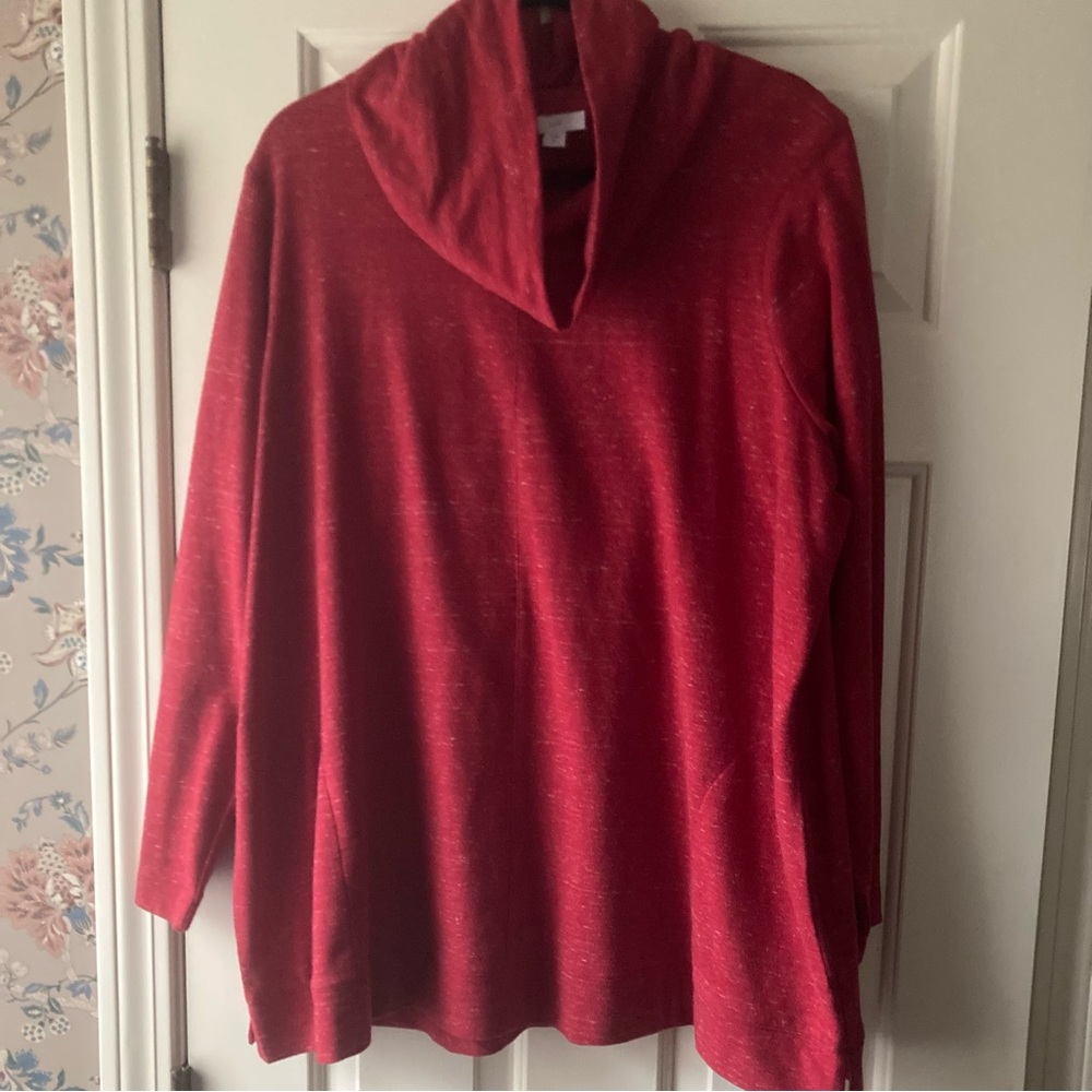 J. Jill Red Cowl Neck Top